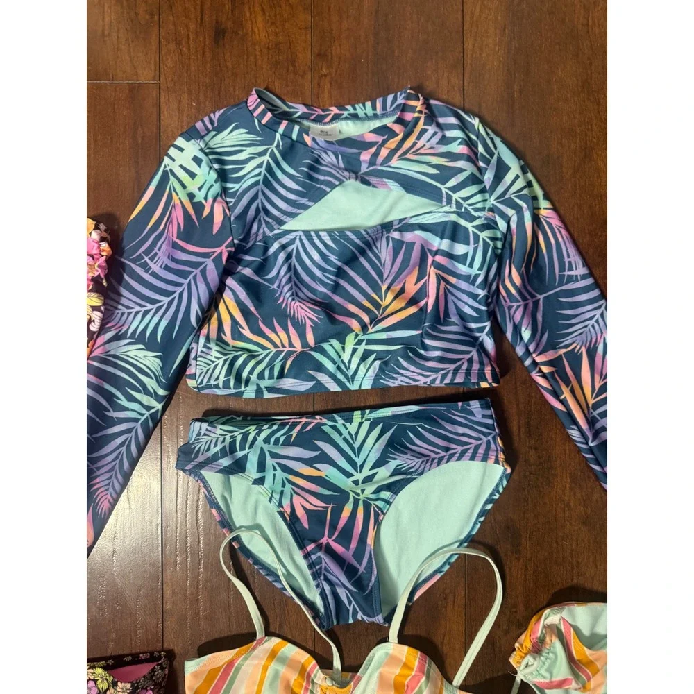 Wonder Nation Girls Swimwear Lot Size 10-12 Multicolor Good Mixed Styles 11pc